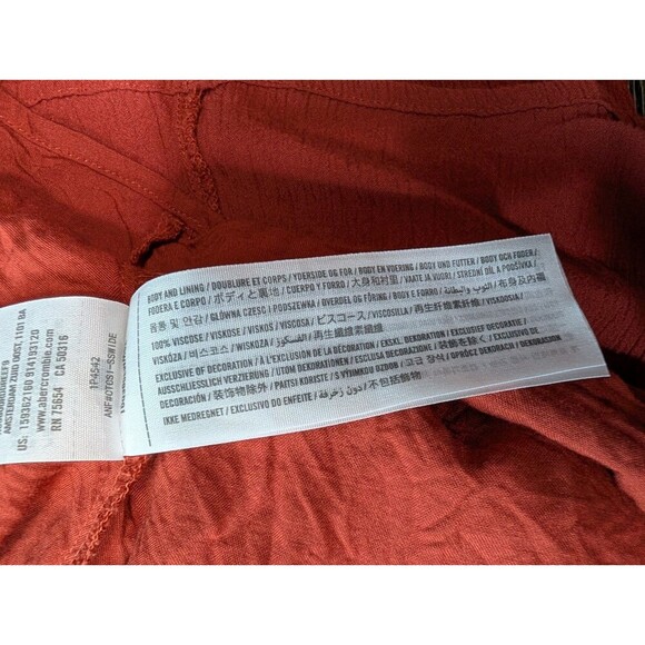 Abercrombie & Fitch Rust Orange-Red Embroidered Cutout Shift Dress Sz S Boho 141 - Picture 6 of 10